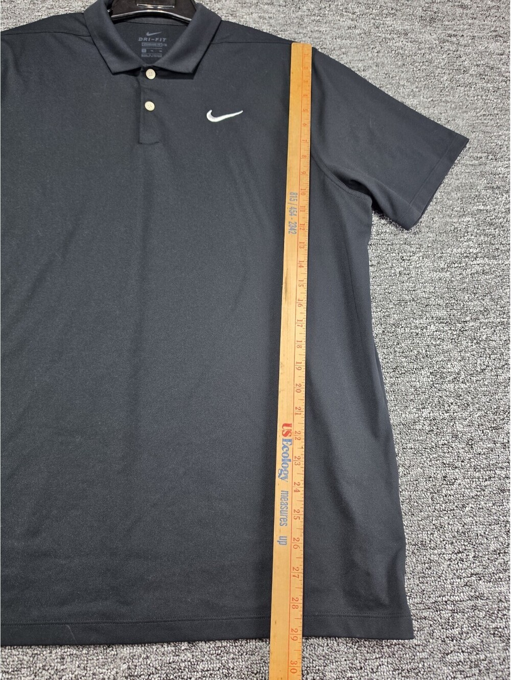Nike Black Dri-FIT Polyester Knit Logo Polo Shirt SS Men’s XL Golf - Picture 2 of 8